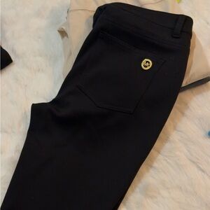 Michael Kors Black stretch Dress pants with Gold MK Emblem